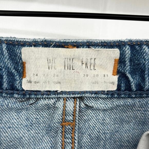 We The Free by Free People Asymmetrical Distressed Denim Mini Skirt Size 28 - Picture 5 of 6